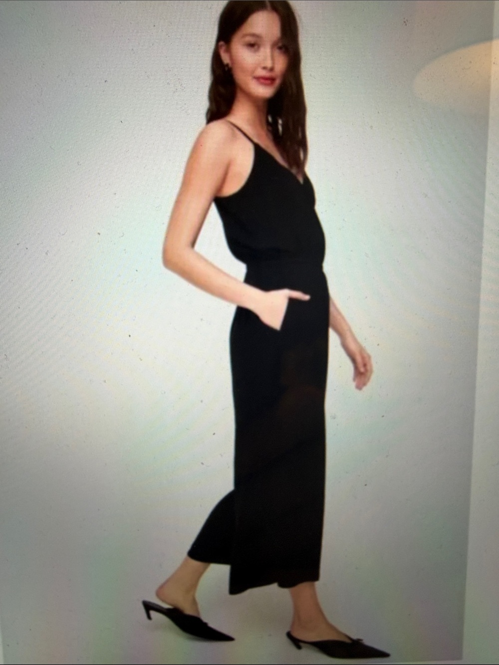 NWT Aritzia Wilfred Sz 2XS XXS New Melodie Black Jumpsuit - adj straps; v neck